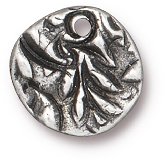 TierraCast : Charm - 12 x 12mm, 1.4mm Loop, Jardin, Antique Pewter