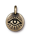 TierraCast : Charm - 17 x 12mm, 2.6mm Loop, Evil Eye, Brass Oxide