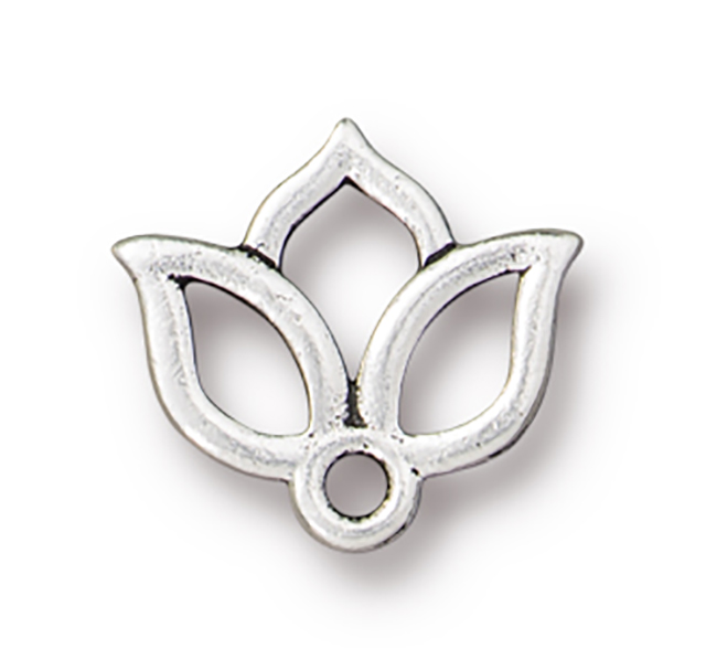 TierraCast : Charm - 15 x 13mm, 1.6mm Loop, Open Lotus, Antique Silver