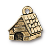 TierraCast : Charm - 15 x 15mm, 2.2mm Loop, Dog House, Antique Gold