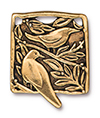 TierraCast : Pendant - 28.5 x 23.5mm, 2mm Loop, Botanical Birds, Antique Gold