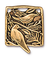 TierraCast : Pendant - 28.5 x 23.5mm, 2mm Loop, Botanical Birds, Antique Gold