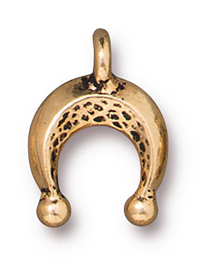 TierraCast : Charm - 13.5 x 9.5mm, 1.7mm Loop, Mini Naja, Antique Gold