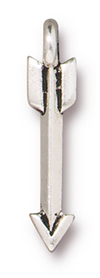 TierraCast : Charm - 20 x 4mm, 1.7mm Loop, Mini Arrow, Antique Silver