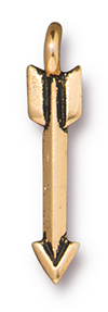 TierraCast : Charm - 20 x 4mm, 1.7mm Loop, Mini Arrow, Antique Gold