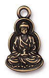 TierraCast : Charm - 21 x 12mm, 2mm Loop, Buddha, Brass Oxide