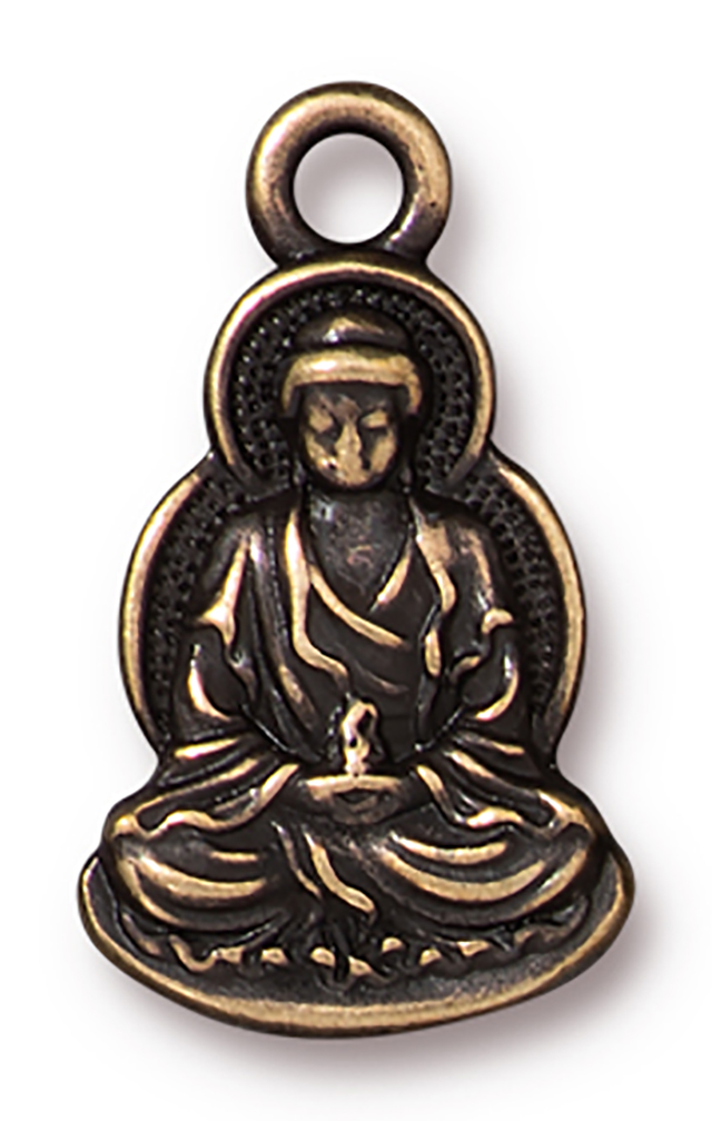 TierraCast : Charm - 21 x 12mm, 2mm Loop, Buddha, Brass Oxide