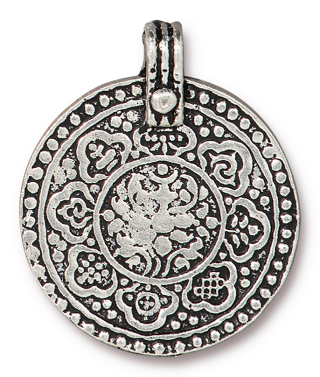 TierraCast : Pendant - 31.5 x 26mm, 2.7mm Loop, 8 Fold Path, Antique Silver