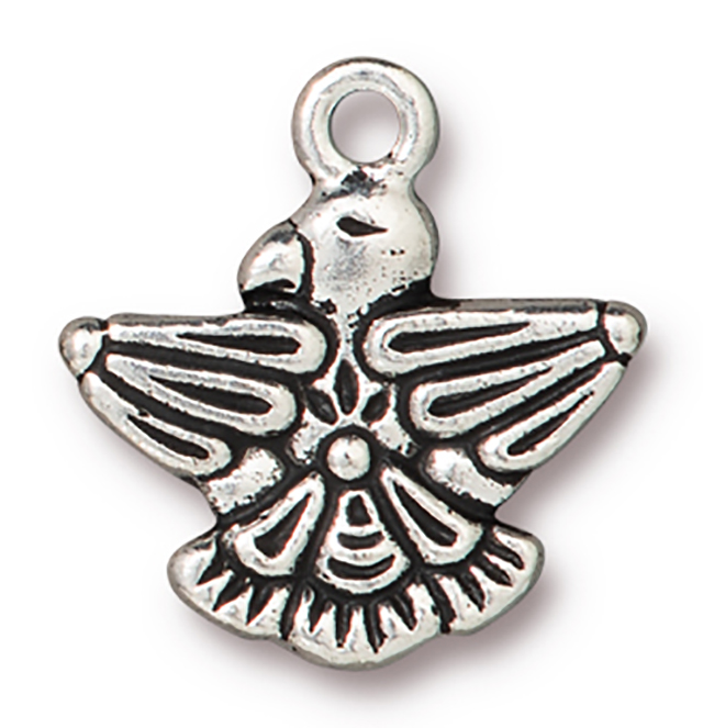 TierraCast : Charm - 19 x 18mm, 2mm Loop, Thunderbird, Antique Silver