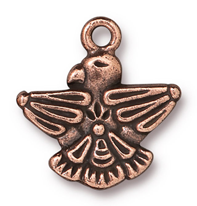 TierraCast : Charm - 19 x 18mm, 2mm Loop, Thunderbird, Antique Copper