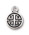 TierraCast : Charm - 15 x 11mm, 1.7mm Loop, Chinese Lu, Antique Silver