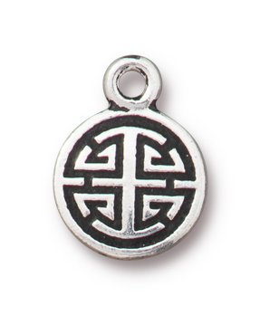 TierraCast : Charm - 15 x 11mm, 1.7mm Loop, Chinese Lu, Antique Silver