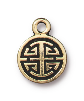 TierraCast : Charm - 15 x 11mm, 1.7mm Loop, Chinese Lu, Antique Gold