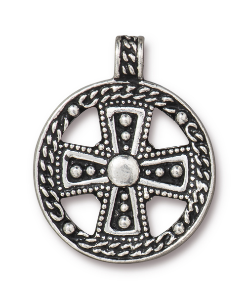 TierraCast : Pendant - 29.5 x 24mm, 2.6mm Loop, Opulence, Antique Silver