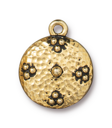 TierraCast : Charm - 19 x 16mm, 1.7mm Loop, Opulence, Antique Gold