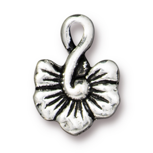 TierraCast : Charm - 16 x 11.5mm, 1.6mm Loop, Large Blossom, Antique Silver