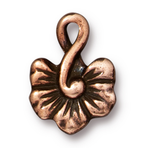 TierraCast : Charm - 16 x 11.5mm, 1.6mm Loop, Large Blossom, Antique Copper