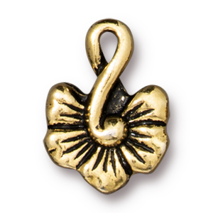 TierraCast : Charm - 16 x 11.5mm, 1.6mm Loop, Large Blossom, Antique Gold