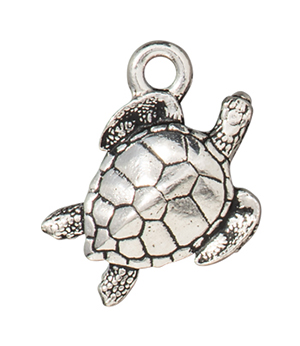 TierraCast : Charm - 17 x 16mm, 2.2mm Loop, Sea Turtle, Antique Silver