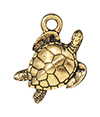 TierraCast : Charm - 17 x 16mm, 2.2mm Loop, Sea Turtle, Antique Gold