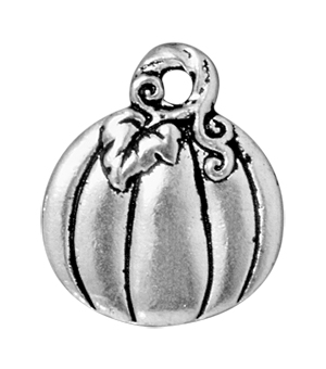 TierraCast : Drop Charm - Pumpkin, Antique Silver