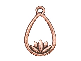 TierraCast : Drop Charm - Lotus Teardrop, Antique Copper