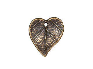 TierraCast : Charm - Heart Leaf, Brass Oxide