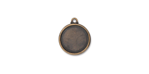 TierraCast : Drop Charm - 1" Poppy Bezel, Brass Oxide