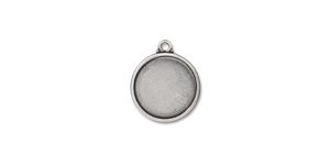 TierraCast : Drop Charm - 1" Poppy Bezel, Antique Pewter