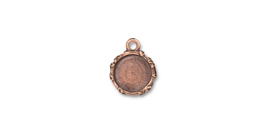 TierraCast : Drop Charm - 1/2" Leaf Bezel, Antique Copper