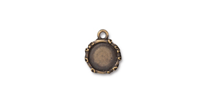 TierraCast : Drop Charm - 1/2" Leaf Bezel, Brass Oxide