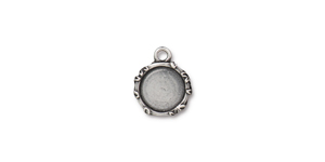 TierraCast : Drop Charm - 1/2" Leaf Bezel, Antique Pewter