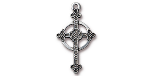 TierraCast : Drop Charm - Halo Celtic Cross, Antique Silver