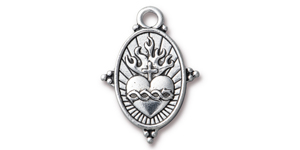 TierraCast : Charm - Sacred Heart, Antique Silver