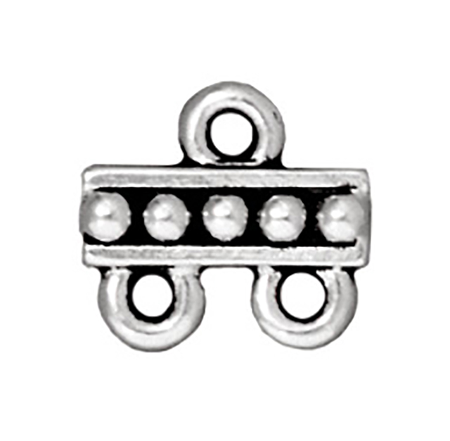 TierraCast : Link - 11 x 9mm, 1.25mm Loop, Beaded 2-1, Antique Silver