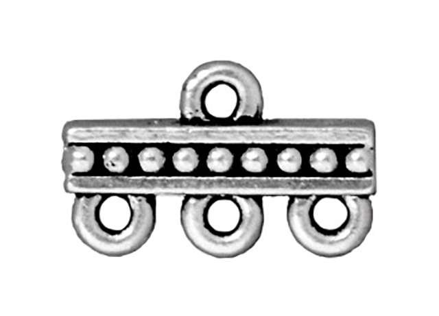 TierraCast : Link - 15 x 9mm, 1.25mm Loop, Beaded 3-1, Antique Silver