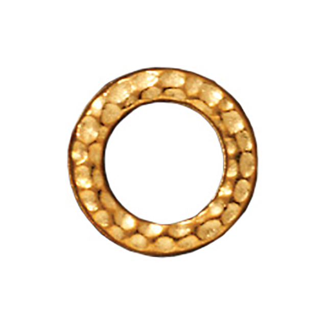 TierraCast : Link - 9mm, 5.7mm Hole, Small Hammertone Ring, Gold