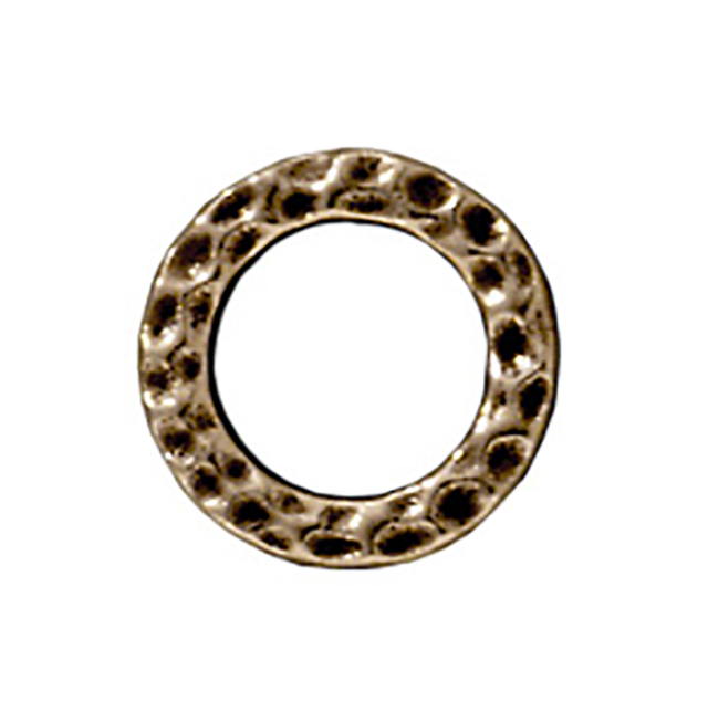 TierraCast : Link - 9mm, 5.7mm Hole, Small Hammertone Ring, Brass Oxide