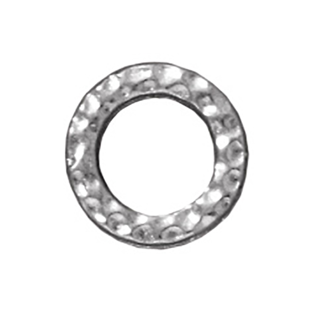 TierraCast : Link - 9mm, 5.7mm Hole, Small Hammertone Ring, Rhodium