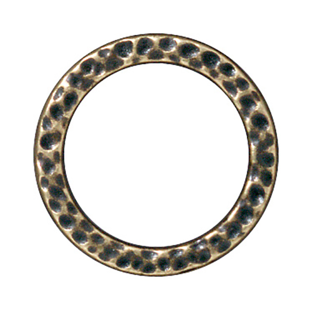 TierraCast : Link - 19mm, 14.3mm Hole, Large Hammertone Ring, Brass Oxide