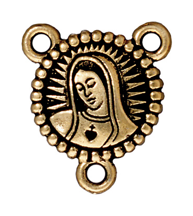 TierraCast : Link - 21 x 18.5mm, 2mm Loop, Our Lady, Antique Gold