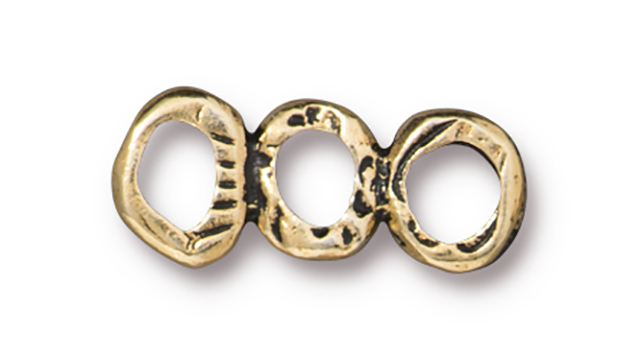 TierraCast : Link - 19 x 8mm Intermix 3 Ring Bar, Antique Gold