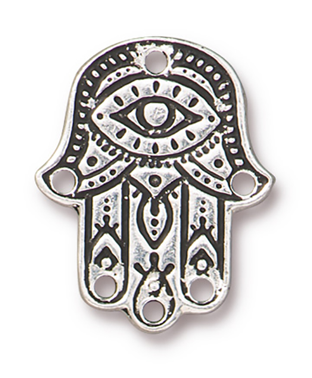 TierraCast : Link - 21.5 x 17.5mm, 1.5mm Hole, Hamsa Hand, Antique Silver