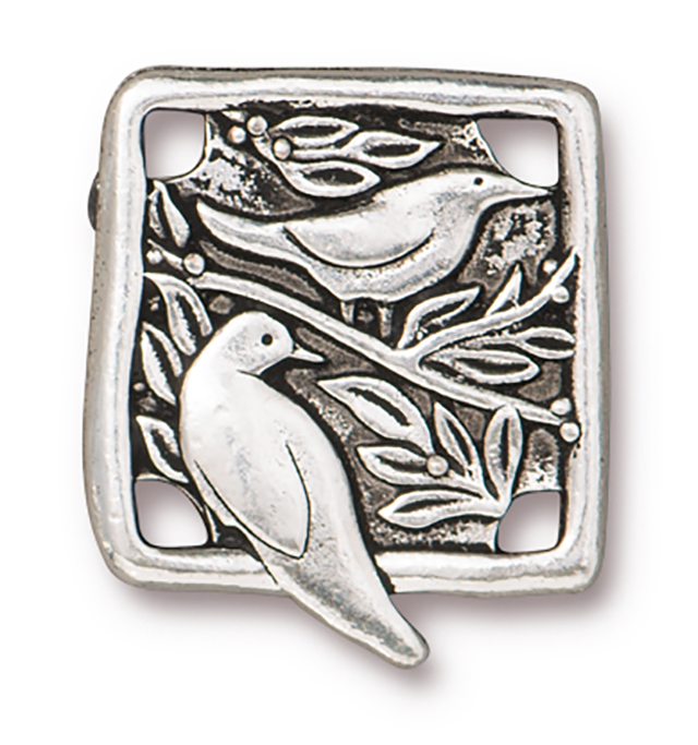 TierraCast : Link - 21 x 18.5mm, 2mm Hole, Botanical Birds, Antique Silver