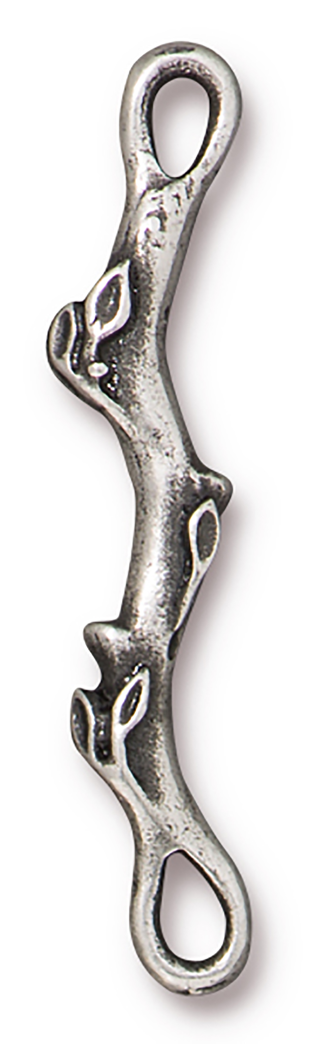 TierraCast : Link - 35mm Botanical Branch, 2mm Hole, Antique Pewter