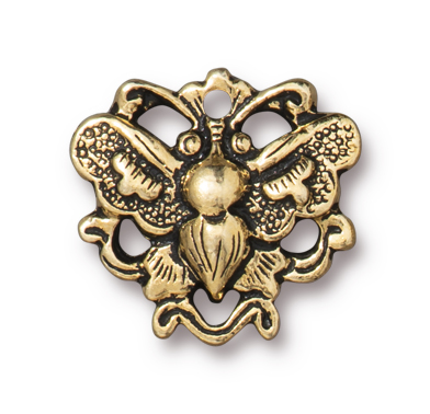 TierraCast : Link - 17 x 16mm, 1.5mm Loop, Butterfly, Antique Gold