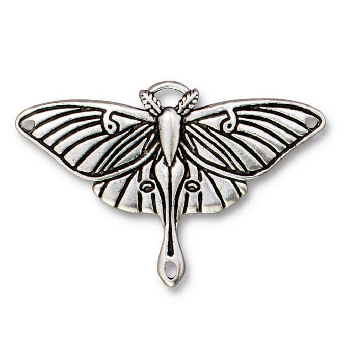 TierraCast : Link - Luna Moth Pendant, Antique Silver