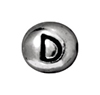 TierraCast : Bead - 7 x 6mm, 1mm Hole, Letter D, Antique Rhodium