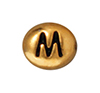 TierraCast : Bead - 7 x 6mm, 1mm Hole, Letter M, Antique Gold