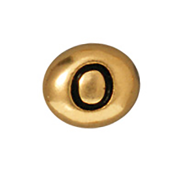 TierraCast : Bead - 7 x 6mm, 1mm Hole, Letter O, Antique Gold